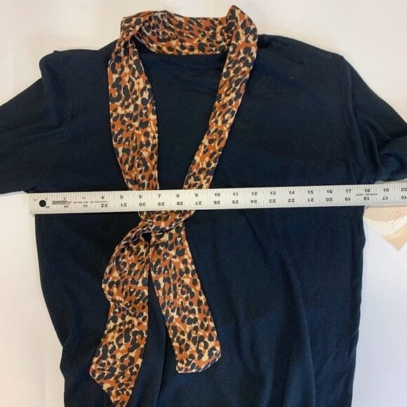 14th & Union Women's Leopard Tie Scarf Knit Pullover Sweater‎ Black Size S NWT - Picture 9 of 11